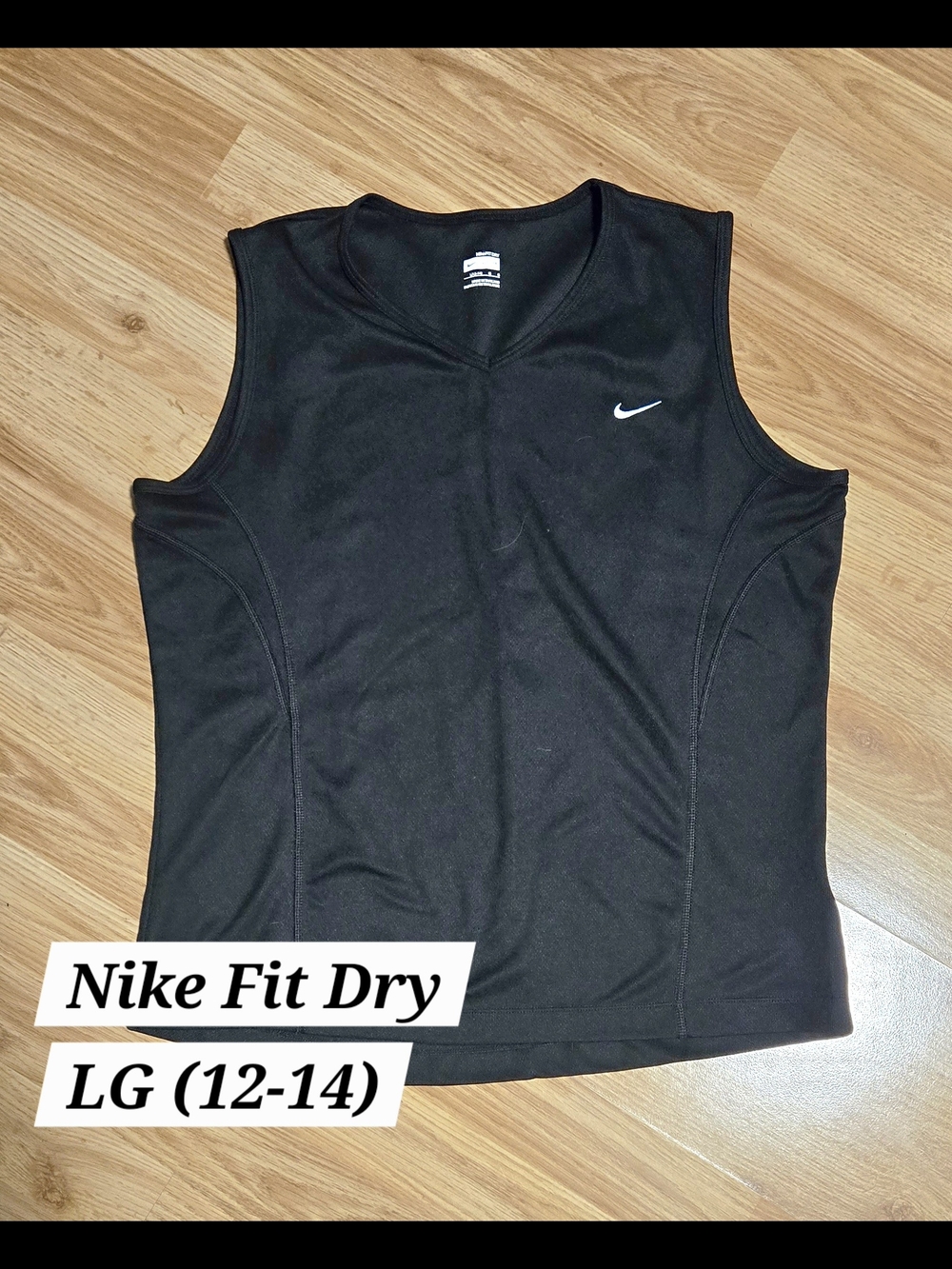 Nike Black Sleeveless Athletic Tank Top with White Swoosh